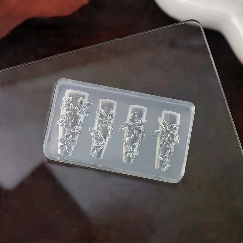 Flower Serie 3D Silicone Nail Accessories Carving Mold Ice Flower Lily Diy Template Nail Art Carving Mold Charms Oasis Select
