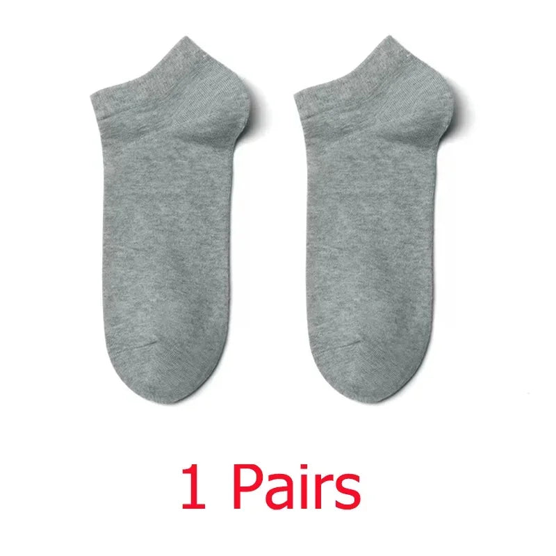 1-20pairs Wholesale Unisex Socks, Breathable Sports Socks, Solid Color Boat Socks, Comfortable Cotton Ankle Socks, White Oasis Select 1 pair gray