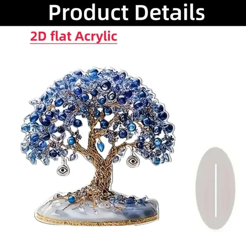 2D Acrylic Arabian Camel & Evil Eye Tree Desk Figurine