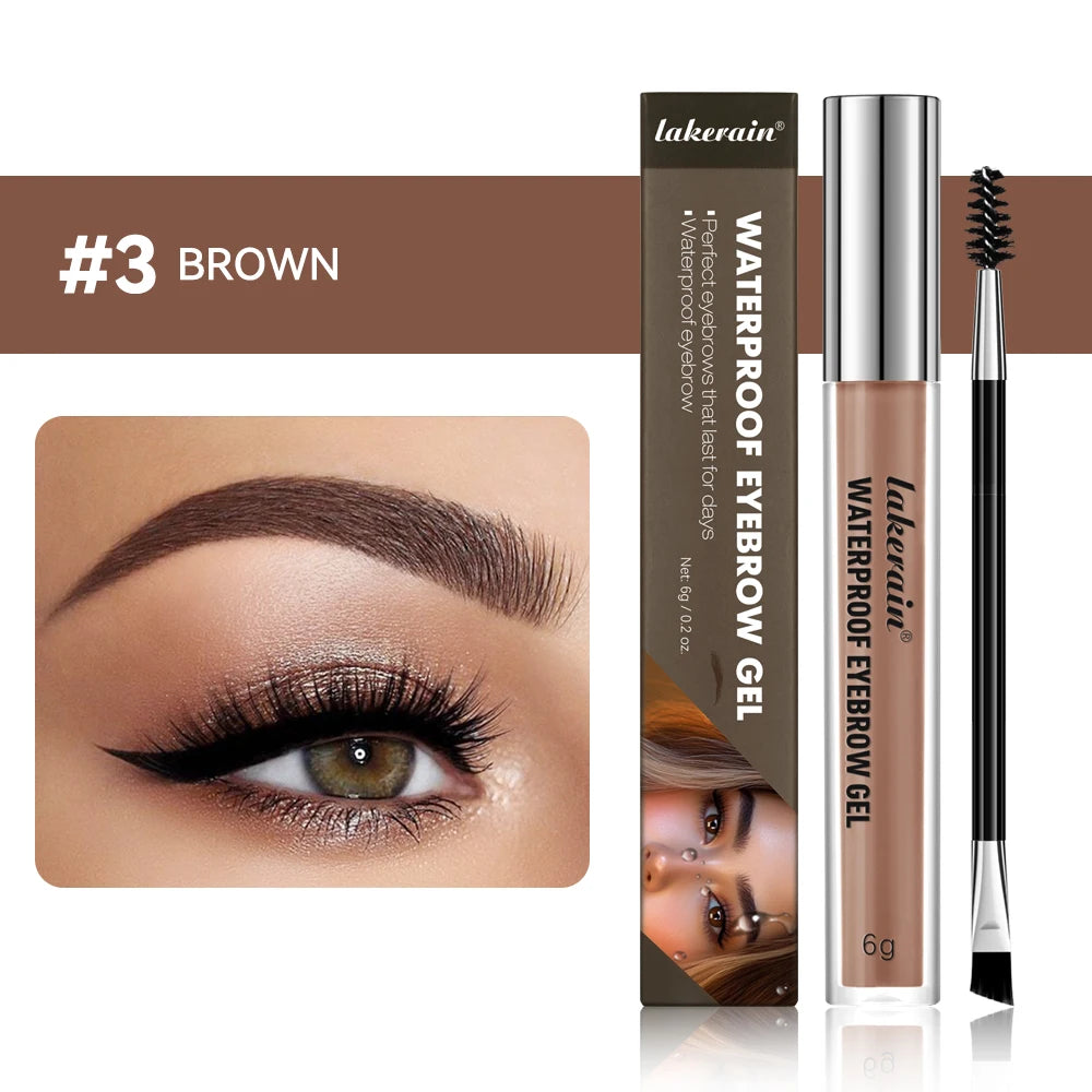 lakerain Long Lasting Waterproof Eyebrow Gel Highly Tinted Liquid Makeup Sweatproof Natural Finish Brown Black Cosmetics Oasis Select 3 BROWN