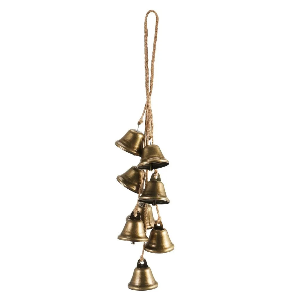 Bronze Door Chime Bohemian Metal Bells Chime Hanging Decoration Lightweight Jute Rope Decor For Indoor Wall Patio Office Space Oasis Select A