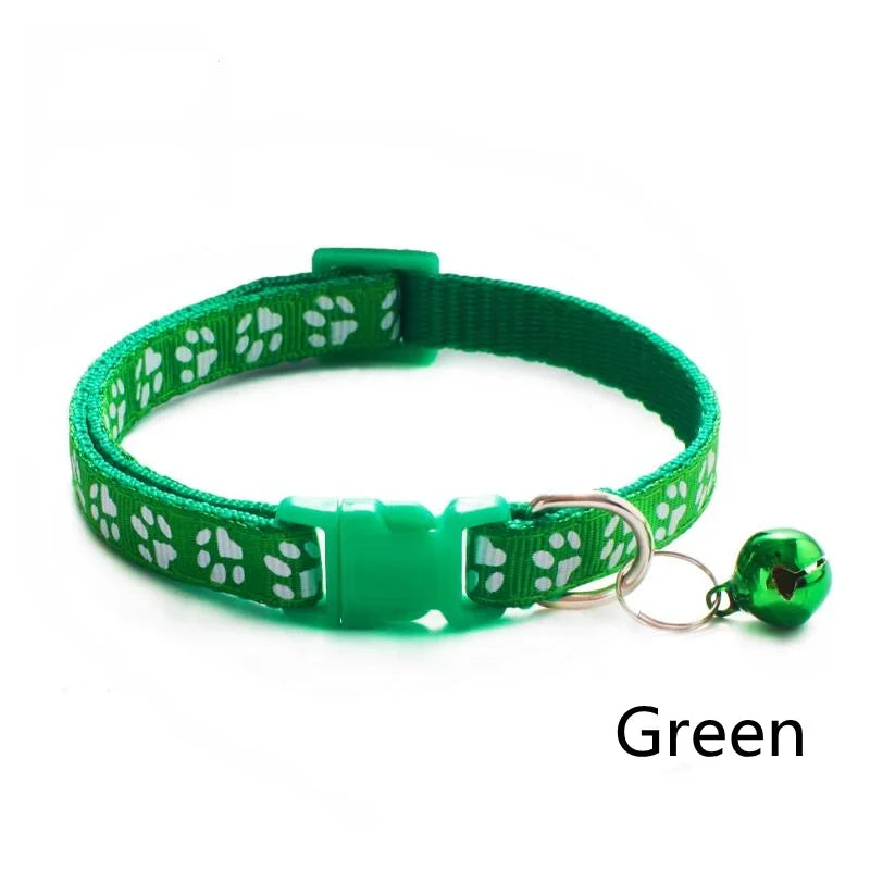1 Pet Collar Bell Cartoon Footprints Colorful Dog Puppy Cat