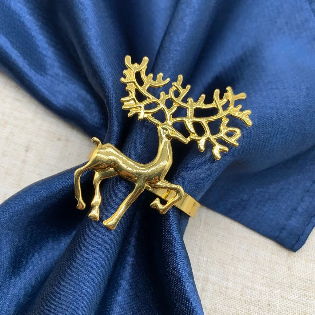 60-Pack Gold Elk Christmas Napkin Rings – Festive Table Decor