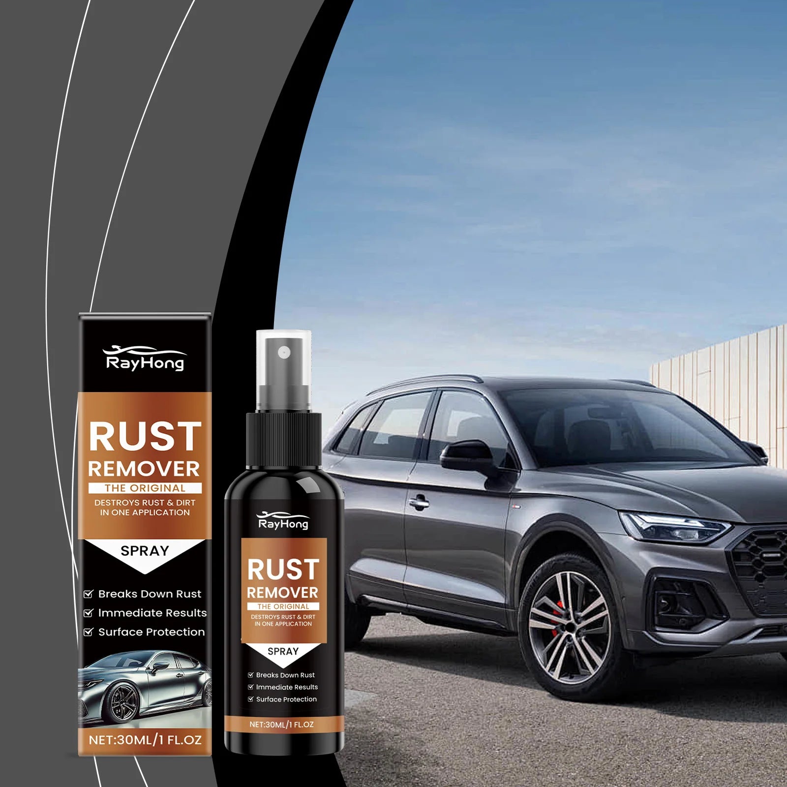Car Rust Remover Spray, For Car Wheels & Metal Surfaces Dissolves Tire Rust Removes Rust & Dirt with Surface Cleaner Oasis Select