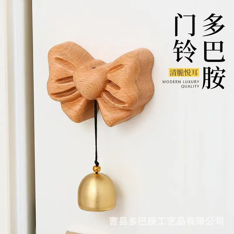 Simple Bow Door-style Wind Chime Copper Bell Reminder Bell Dopamine Doorbell Gift Hanging Oasis Select