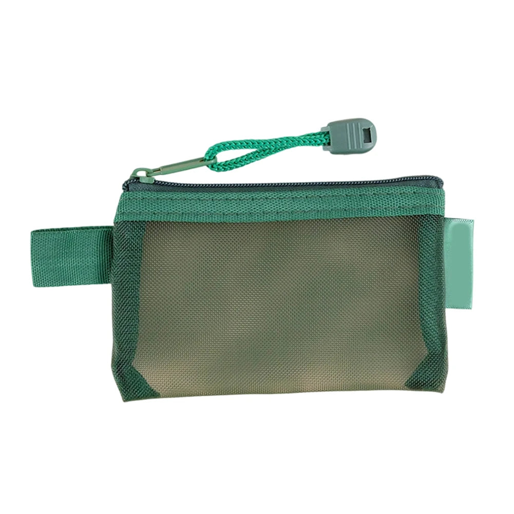 Zipper Mesh Bag Nylon Small Makeup Zipper Mesh Pouch Earphone Storage Bags Multi-purpose Square Bag Coin Bag Oasis Select Green