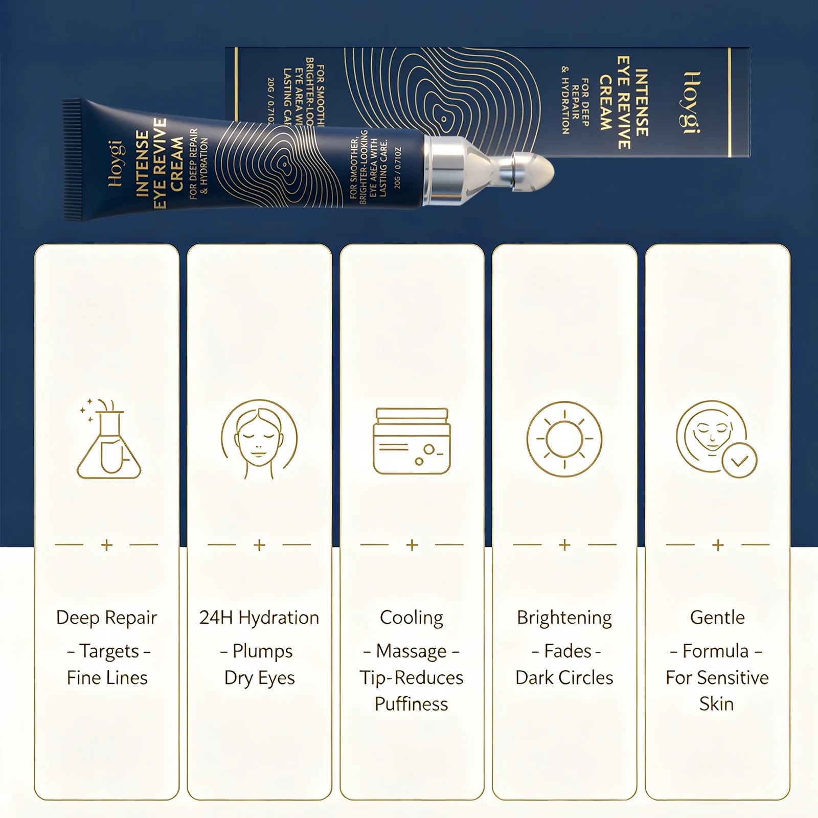 Hydrating Eye Cream with Massage Applicator Around the Eyes Smoothing Fine Lines Anti Dark Circle Puffiness Brighten Eye Contour Oasis Select