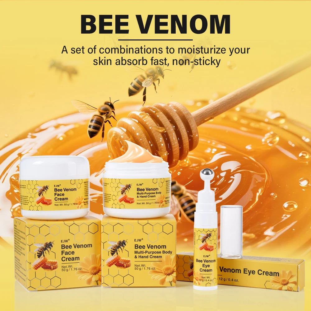 Bee Venom Care Set Bee Venom Facial Lifting Cream Firms and Lifts Loose Skin, Smoothes Skin |Eye Cream for Reduce Eye Puffiness, Oasis Select