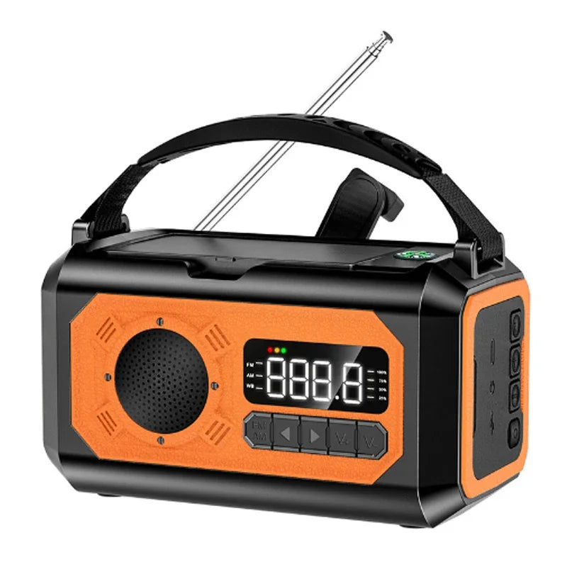 Portable 12000mAh Emergency Radio AM/FM/NOAA Weather Radio Solar Hand Crank Radio Flashlight SOS Alarm Power Bank Reading Lamp Oasis Select yellow