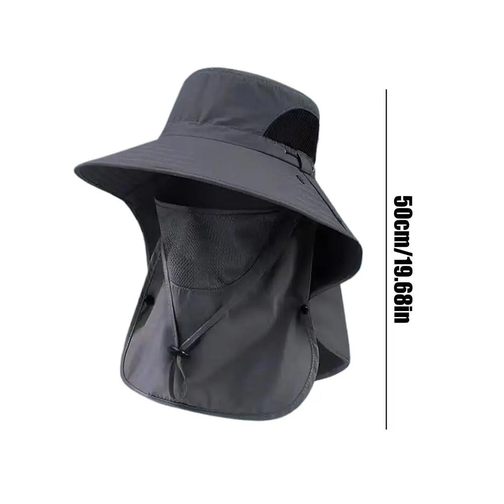 1PC Summer Sun Hats UV Protection Outdoor Hunting Fishing Cap For Men Women Hiking Camping Visor Bucket Hat Neck Flap Fisherman Oasis Select Dark Gray