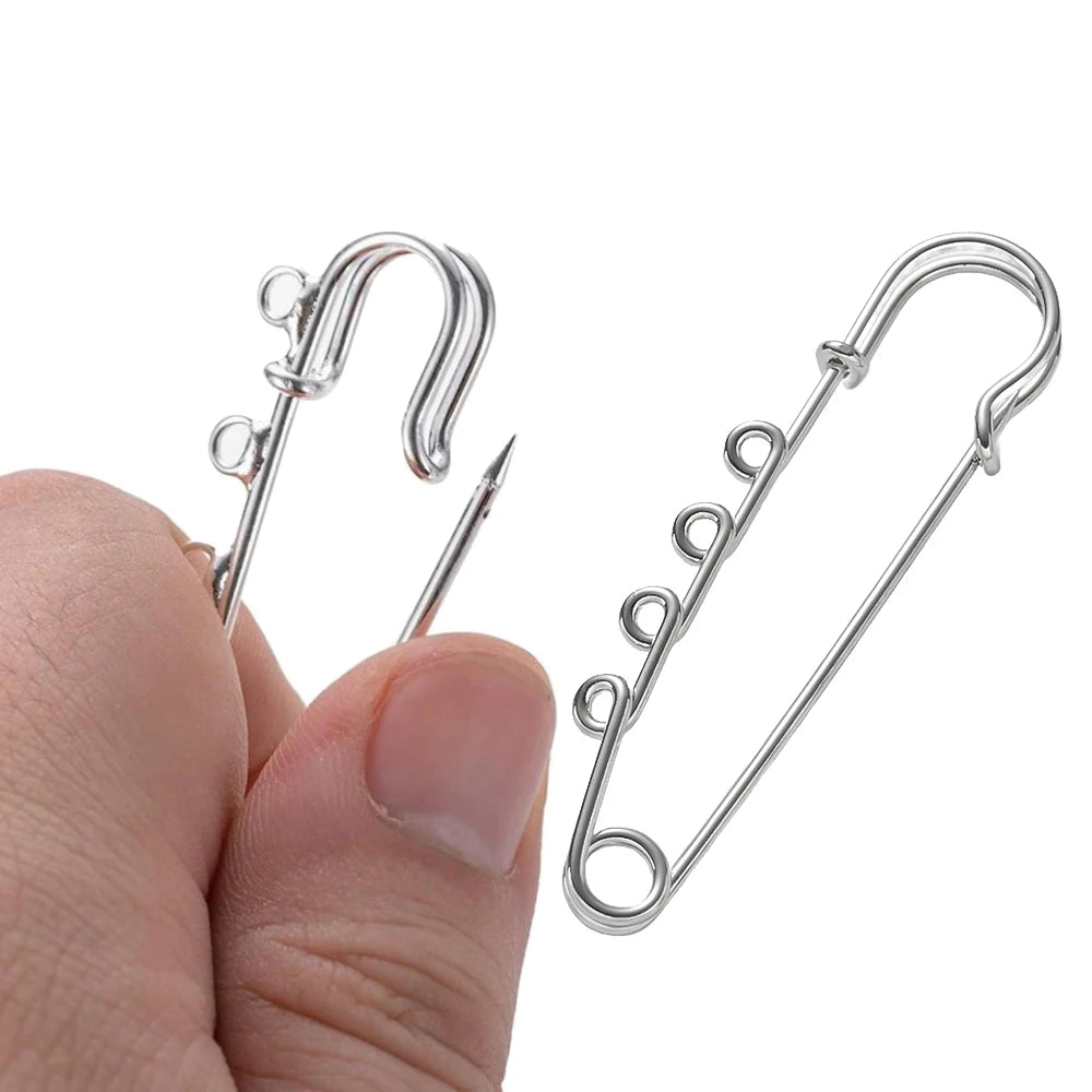 10pcs Heavy Duty Safety Pin Charms with 1/2/3/4/5 Loops for DIY Garment Blanket Skirts Knitted Fabric Brooch Crafts Jewelry Make Oasis Select
