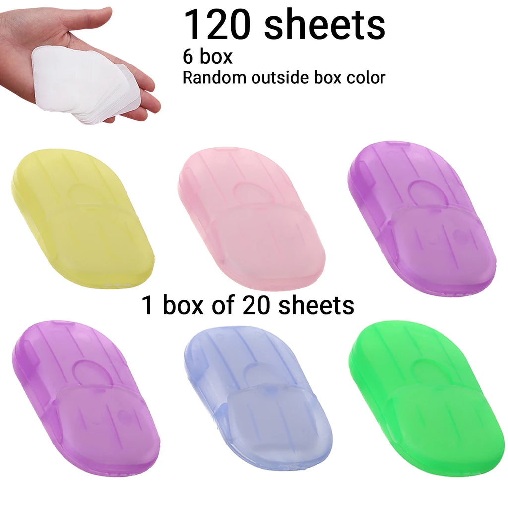 20/60/120sheets portable sanitary soap sheets with storage box, disposable, suitable for school, outdoor activities, travel Oasis Select 6 boxes-120 sheets