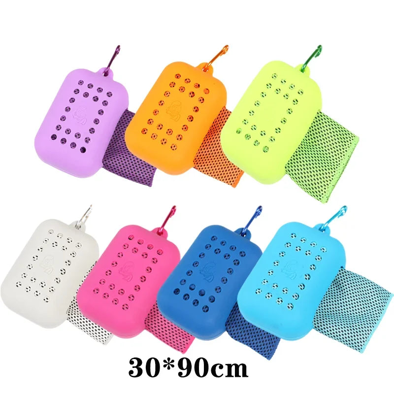 10PCS Portable Mini Silica Gel Set Cold Towel Polyester Fiber Outdoor Cooling Towel Fitness sports gym Run quick Dry Cool Towel Oasis Select