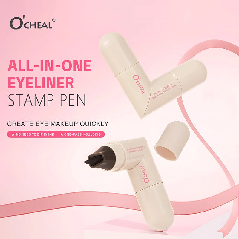 O'CHEAL All-in-one Rotating Eyeliner Stamp Pen Quick Eye Makeup Double-Ended Eyeliner Waterproof Long-Lasting Stamp Eyeliner Oasis Select