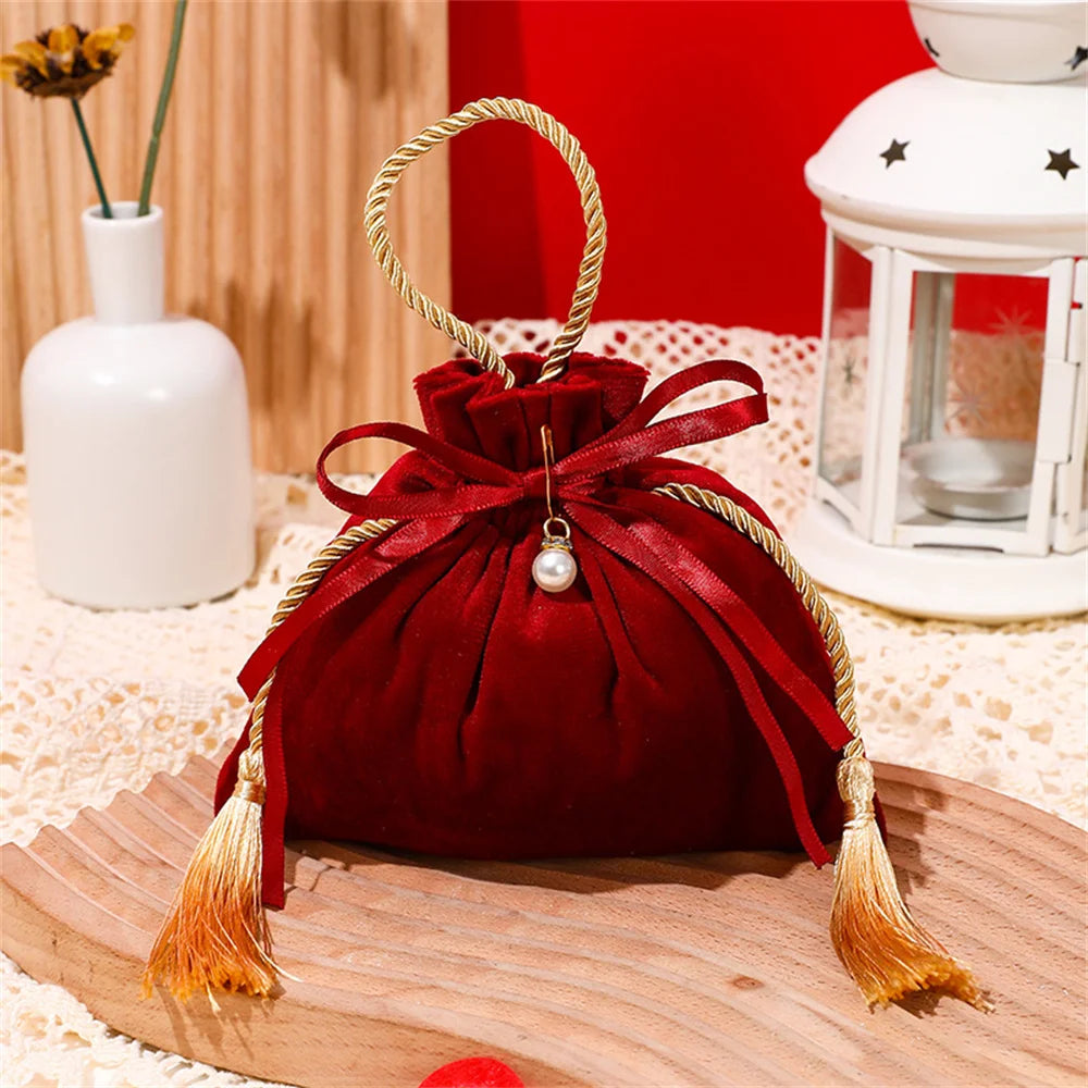 Velvet Candy Box Gift Bag Velvet Cloth Drawstring Tassel Bag Wedding Party Candy Pouches Wedding Party Fashion Drawstring Pocket Oasis Select Winered yellow 3 Other