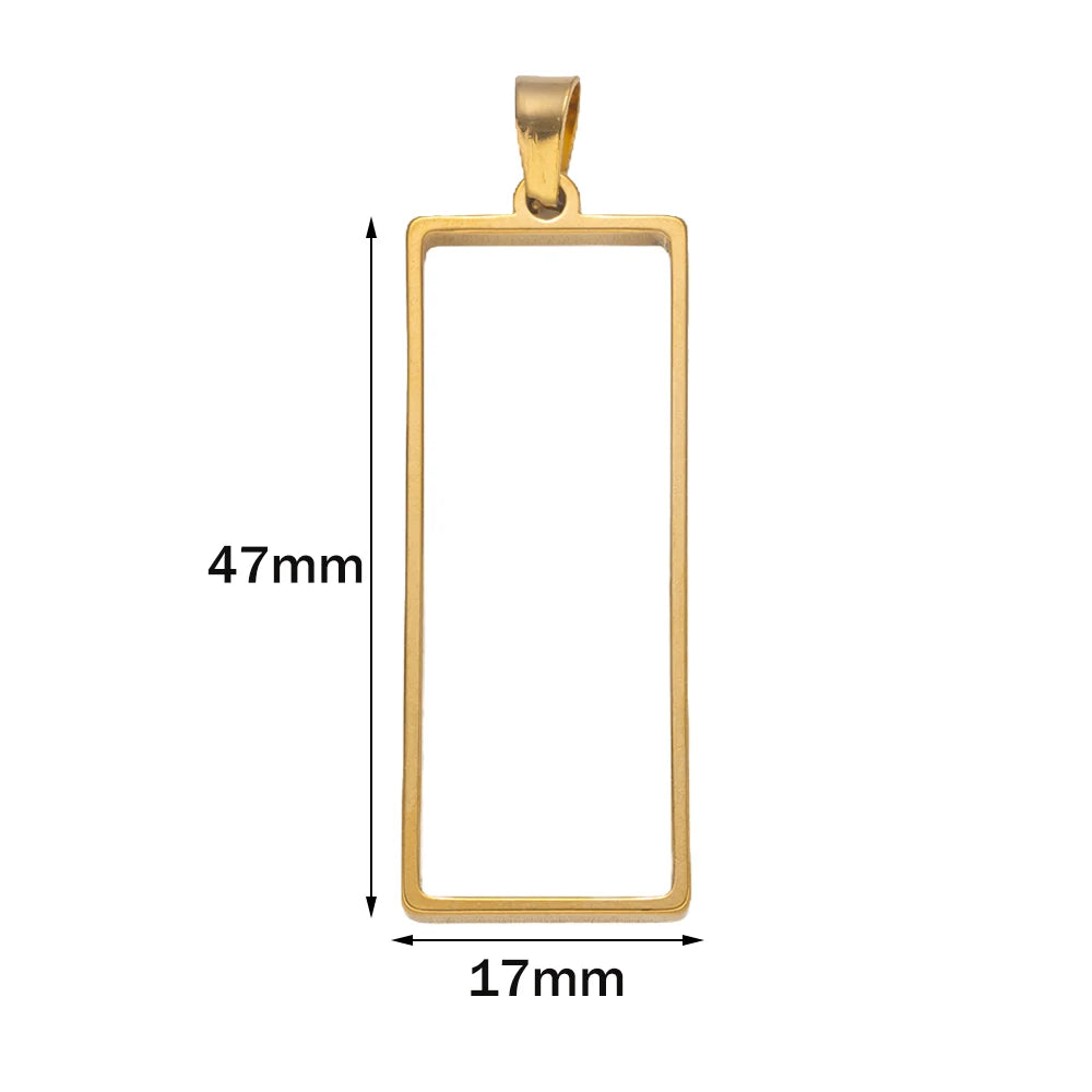 5pcs Stainless Steel Open Back Resin Molds Pendants Blanks Frame Hollow Bezel Charms for Earrings Necklace Bracelet DIY Making Oasis Select GD Rectangle17X47mm