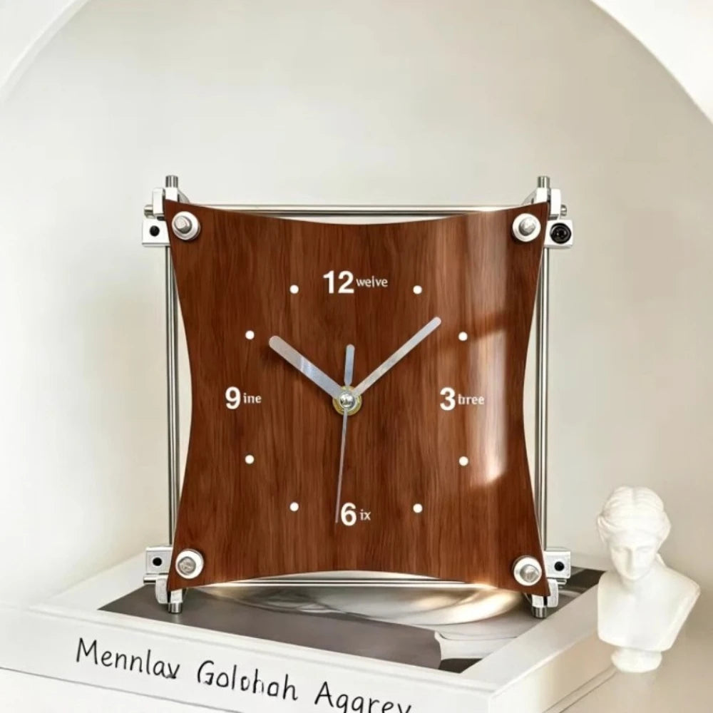 Vintage Optical Axis Clock Mid-Century Modern Desktop Ornament Viral Creative Gift Luxury Living Room Table Clock Oasis Select