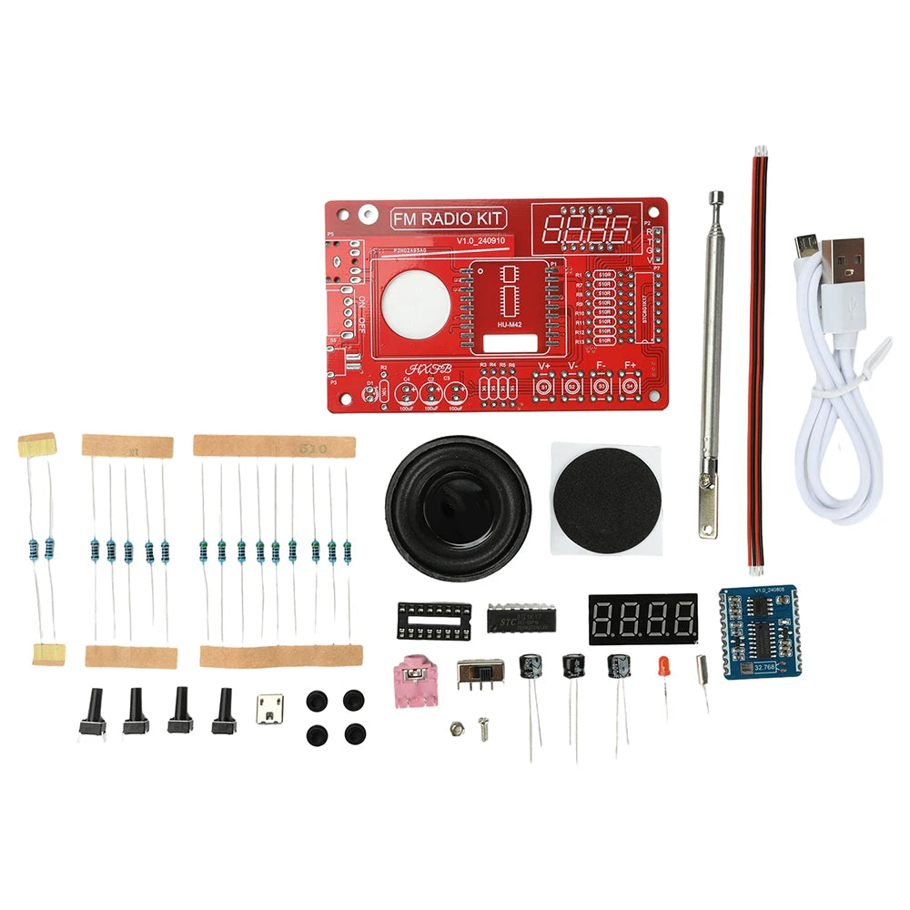 RDA5807 87-108MHZ FM Radio DIY Kit Welding Practice Parts Simple/with Digital Display Micro USB Oasis Select Without shell 1