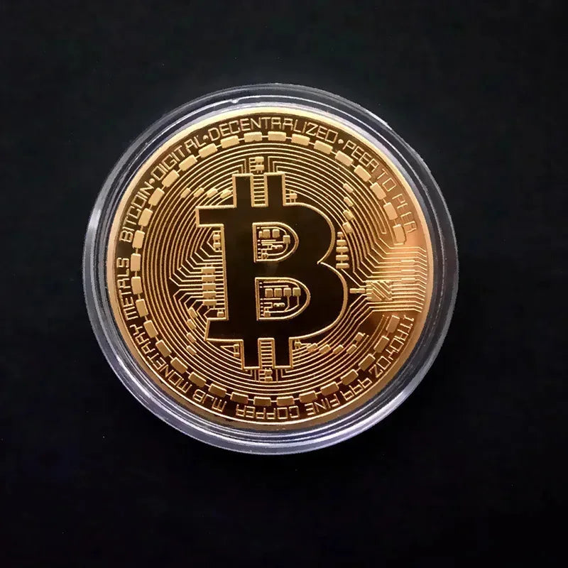 1/2/3/4Pcs Gold Plated Bitcoin Coin Collectible Art Collection Gift Physical commemorative Casascius Bit Metal Antique Imitation Oasis Select