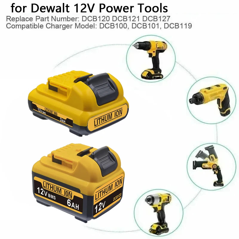 1For DeWalt 12V MAX 2.0Ah 3.0Ah 5.0Ah 6.0Ah Battery DCB124 DCB125 DCB122 Rechargeable Tool Pack. Oasis Select