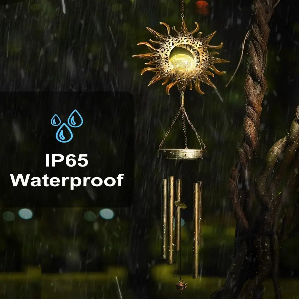 Solar Wind Chime Light | Copper Tubes Outdoor Moon LED Lamp