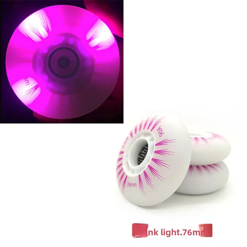4PCS Luminescent Wheels Flash Inline Skate 90A LED Wheels Flash Roller Skates 68mm 72mm 76mm 80mmMulti-Specification Multi-Color Oasis Select 4pcs pink 68MM