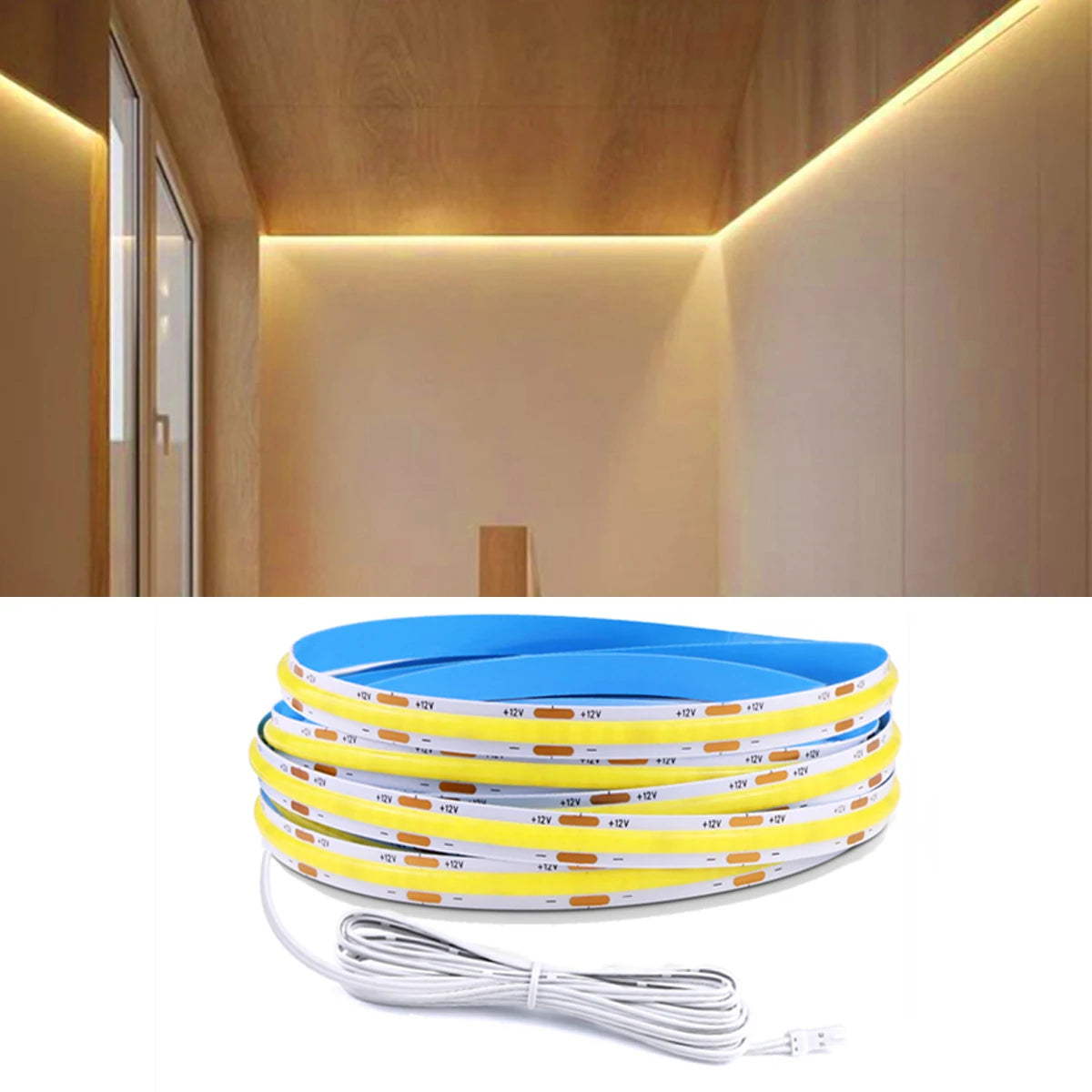 Dupont COB/2835SMD LED Strip Light High Density Flexible Tape DC12V Linear Lighting for Closet Shelves Decor Parallel Lamp Oasis Select