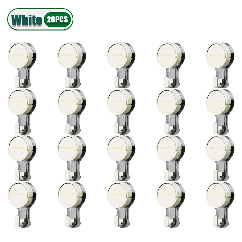 1-30PCS Suction Cup Hook Reusable Stronge Vacuum Bathroom Suction Cup Hooks Waterproof Towel Rack Clothes Hanger Hook Accessor Oasis Select White-20PCS