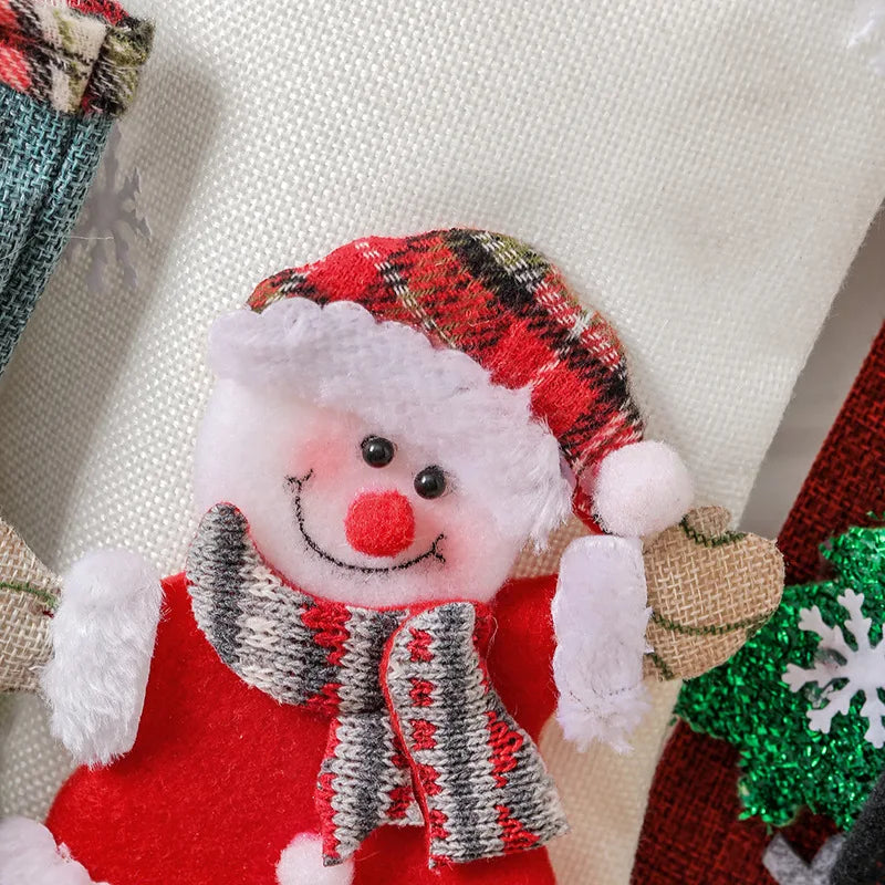 Linen Large Christmas Stocking Fence Christmas Gift Bag Christmas Tree Hanging Ornaments Candy Bag Ornaments Oasis Select