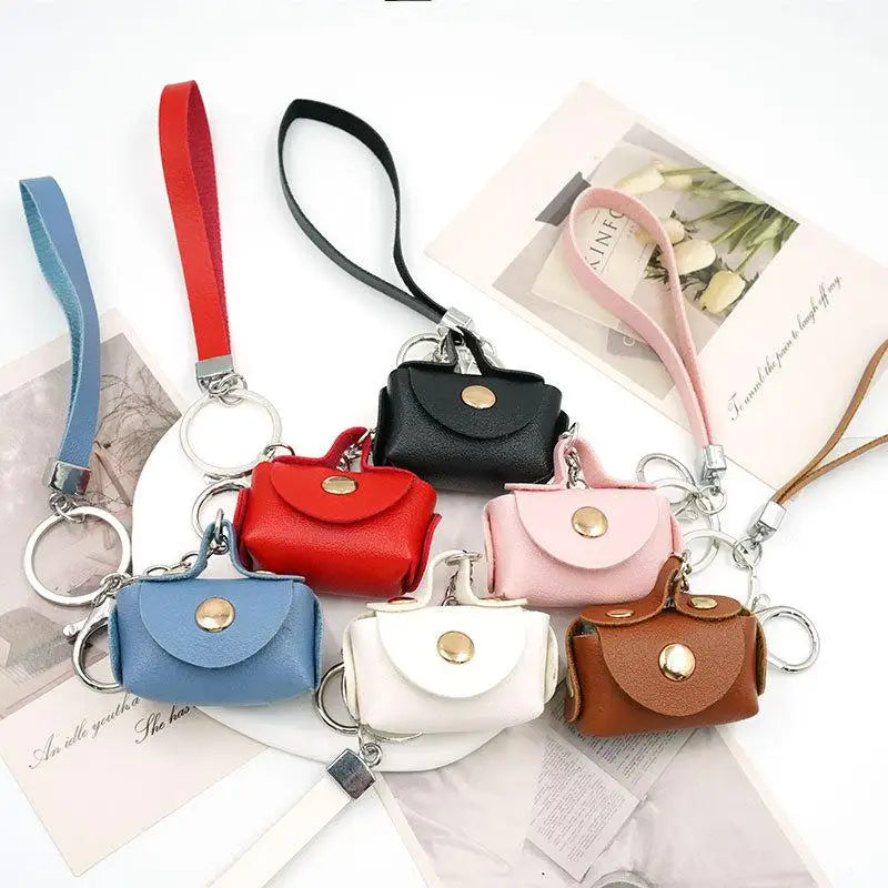 Kawaii Mini Bag Keychain | PU Leather Coin Purse Keyring Pendant Bag Charm Keychain Oasis Select