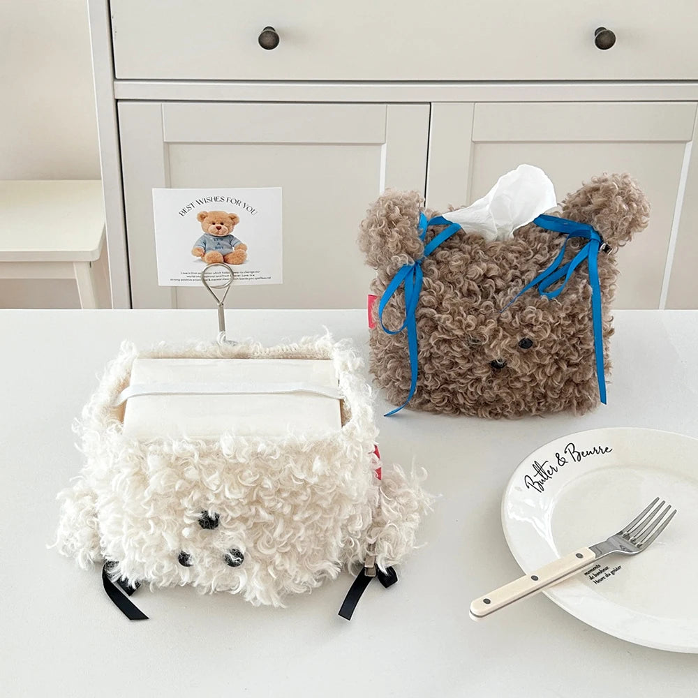 Cute Plush Dog Tissue Box Cover | Puppy Home Desk Decor