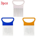 1/2/3/4pcs Effortlessly Slice Onions with this 1pc Colorful Onion Slicer Kitchen stainless steel potato chip onion holder Oasis Select white-blue-orange