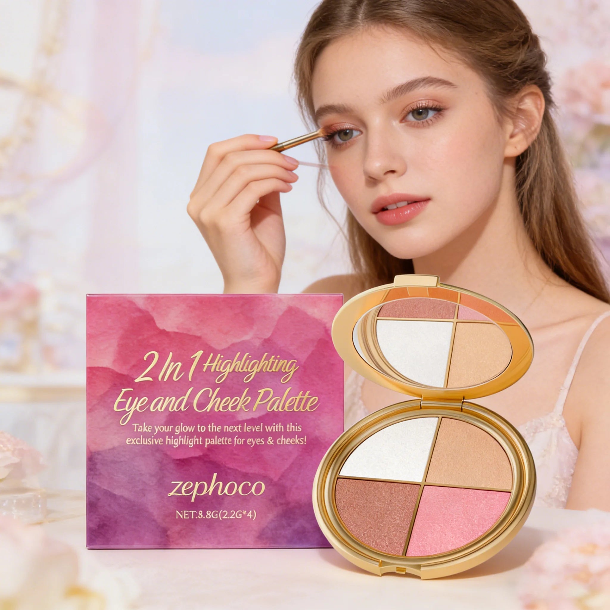 Eelhope 3-in-1 Face Palette – Highlighter, Eyeshadow & Blush Face Makeup Palette Oasis Select