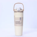 30oz Insulated Stainless Steel Water Bottle Dual Sip Straw & Direct Spout Leak Proof with Handle Car Cup Holder Friendly Sports Oasis Select Beige 30oz 960ml