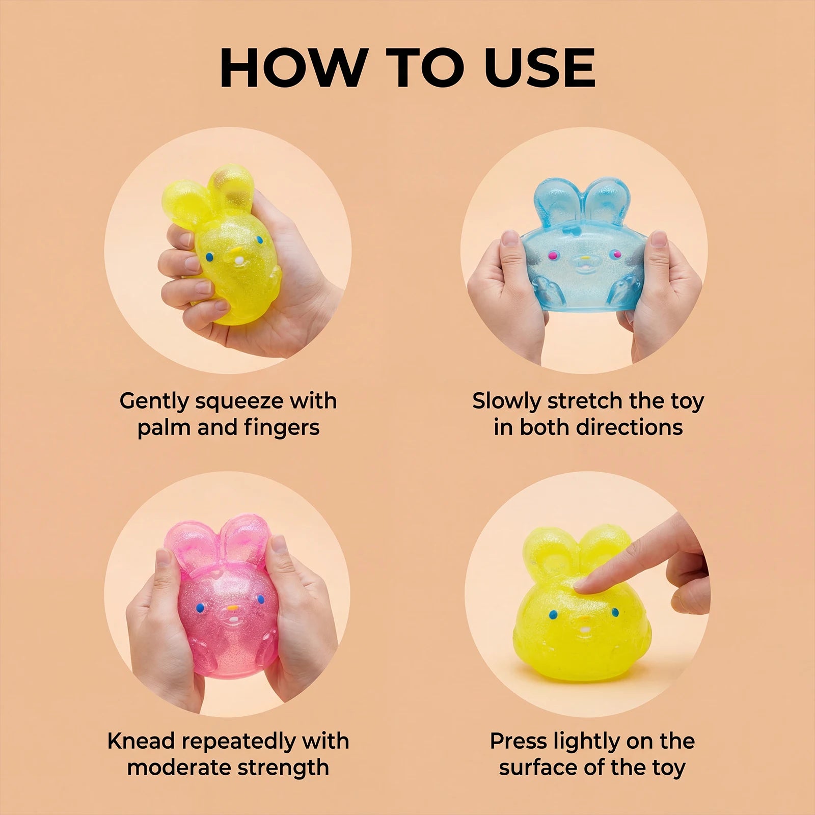 Rabbit Jelly Squishy Toy – TPR Fidget Squeeze Toy for All Ages