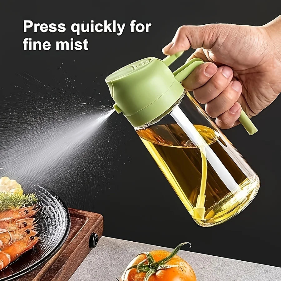 2in1 Olive Oil Dispenser Bottle with Pourer 500ml Plastic Oil Sprayer Cooking Oil Spray Tank BBQ Baking Picnic Kitchen Tool Home Oasis Select