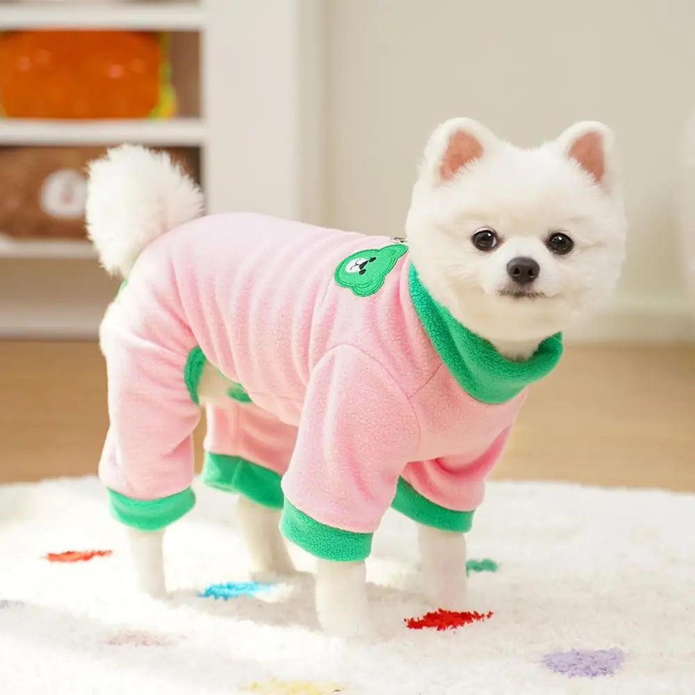 Bear Pattern Plush Dog Jumpsuit | Warm 4-Leg Pet Pajamas Dog Jumpsuit Oasis Select