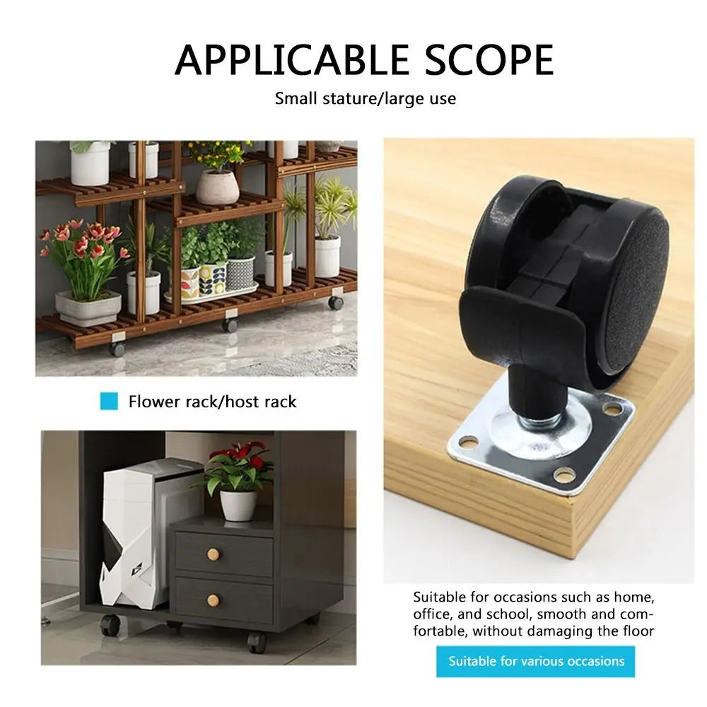 Nylon Cart Casters Plastic Silent Furniture Pulley Black Replacement Accessories Swivel Plate Casters Office Computer Chair Oasis Select