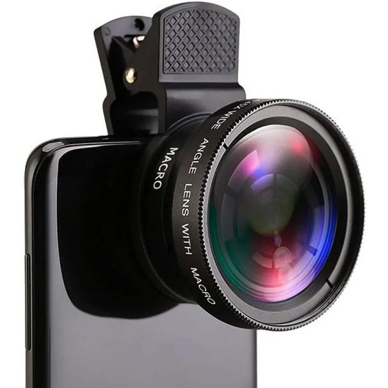 2 IN 1 Lens Universal Clip 37mm Mobile Phone Lens Professional 0.45X 49uv Super Wide-Angle + Macro HD Lens For iPhone Android Oasis Select