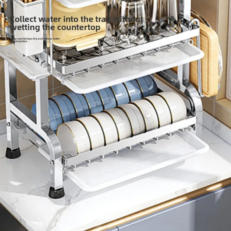 Dish storage rack Stainless steel kitchen tableware rack Ventilated drain basket Thickened dish drain rack Oasis Select