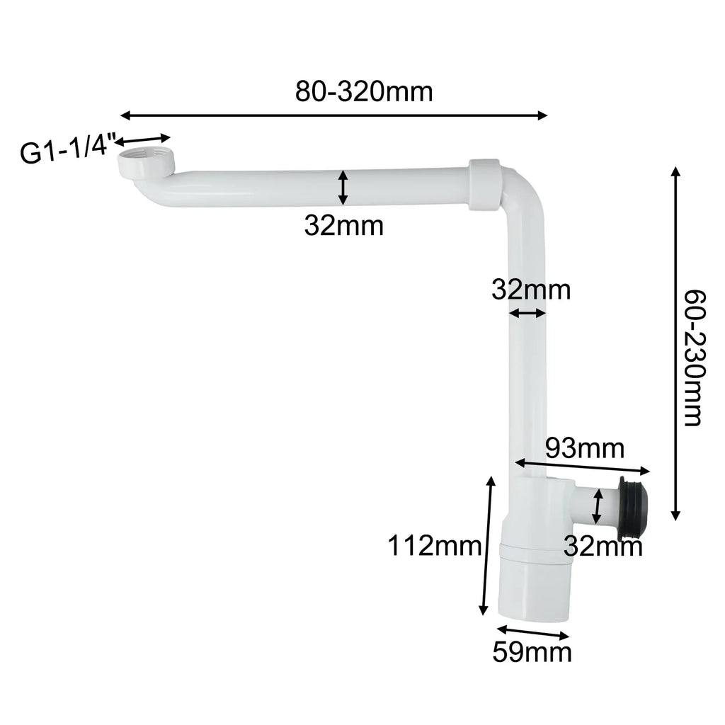 1 1/4 Inch Adjustable Washbasin Siphon High-quality Silicone Seal Leak-proof Sealing Threaded Connections Washbasin Oasis Select