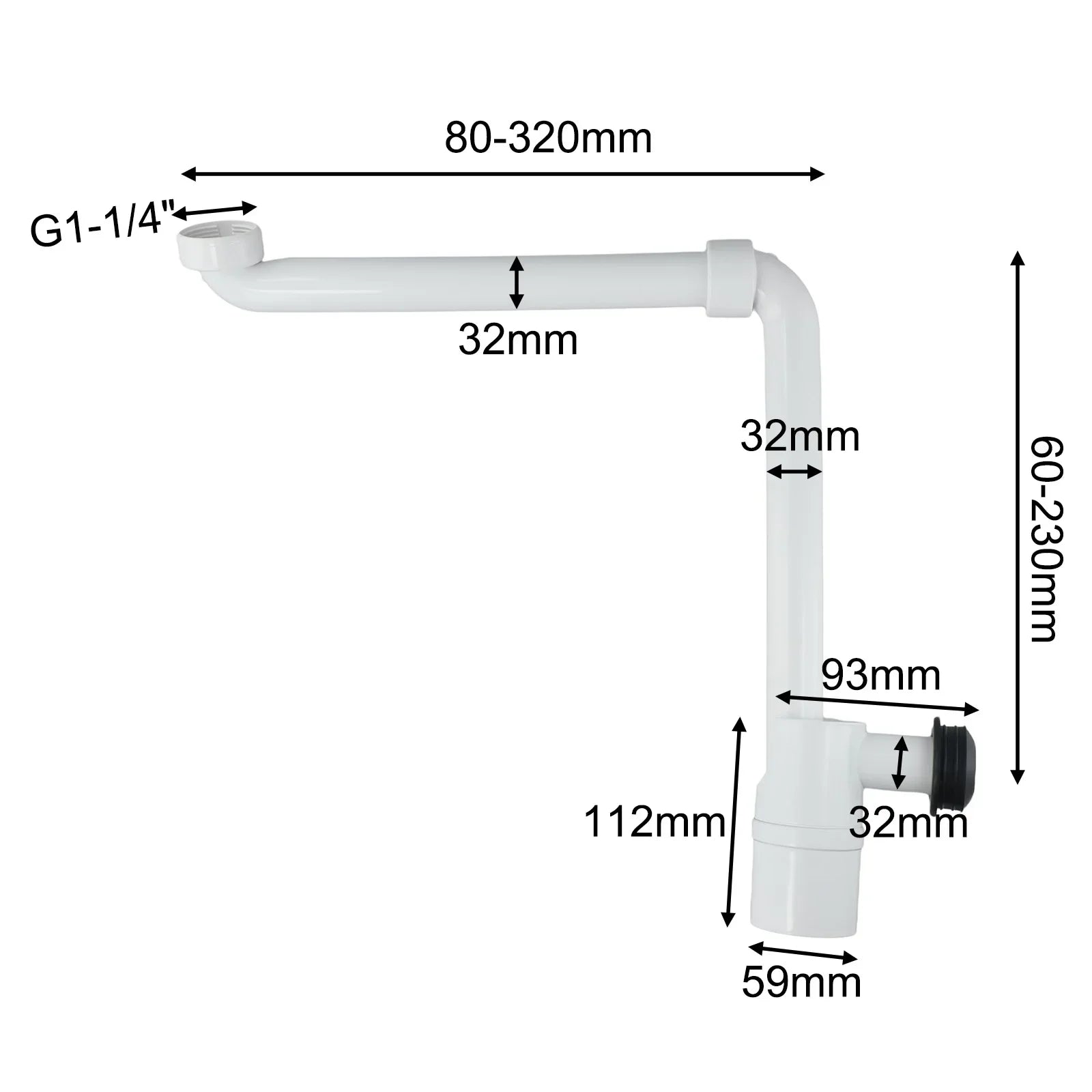 1 1/4 Inch Adjustable Washbasin Siphon High-quality Silicone Seal Leak-proof Sealing Threaded Connections Washbasin Oasis Select