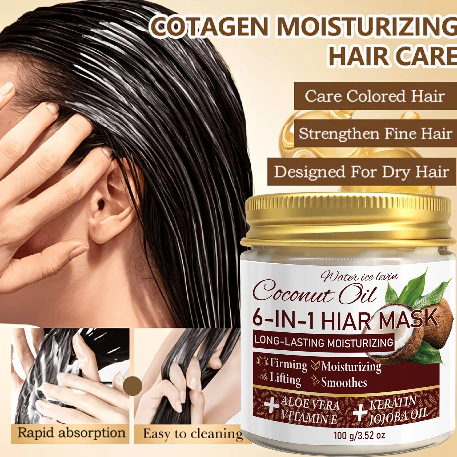 6-in-1 Coconut Hair Mask with Keratin & Jojoba Oil – 100g Deep Conditioning Hair Mask Oasis Select