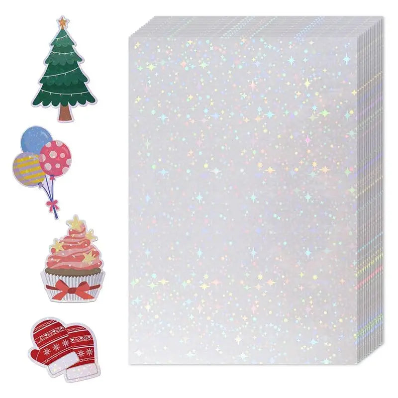 LIKE WISH 36 Sheets Holographic Sticker Paper,Holographic Laminate Sheets,Clear Vinyl Sticker Sheets,11.7 X 8.3 Inches(Star) Oasis Select