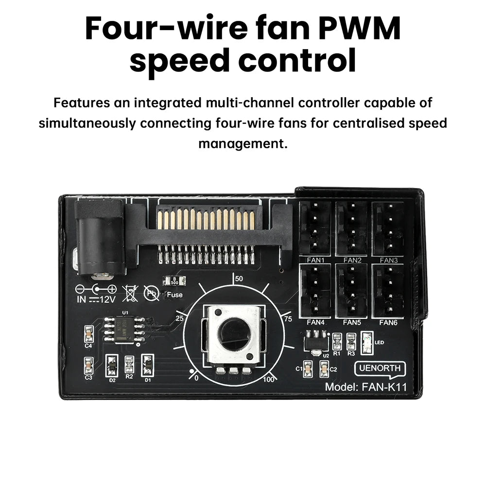 60W High Power Hub Controller For PC Four/Six Wire Fans PWM Speed Control Fan Speed Regulator Oasis Select