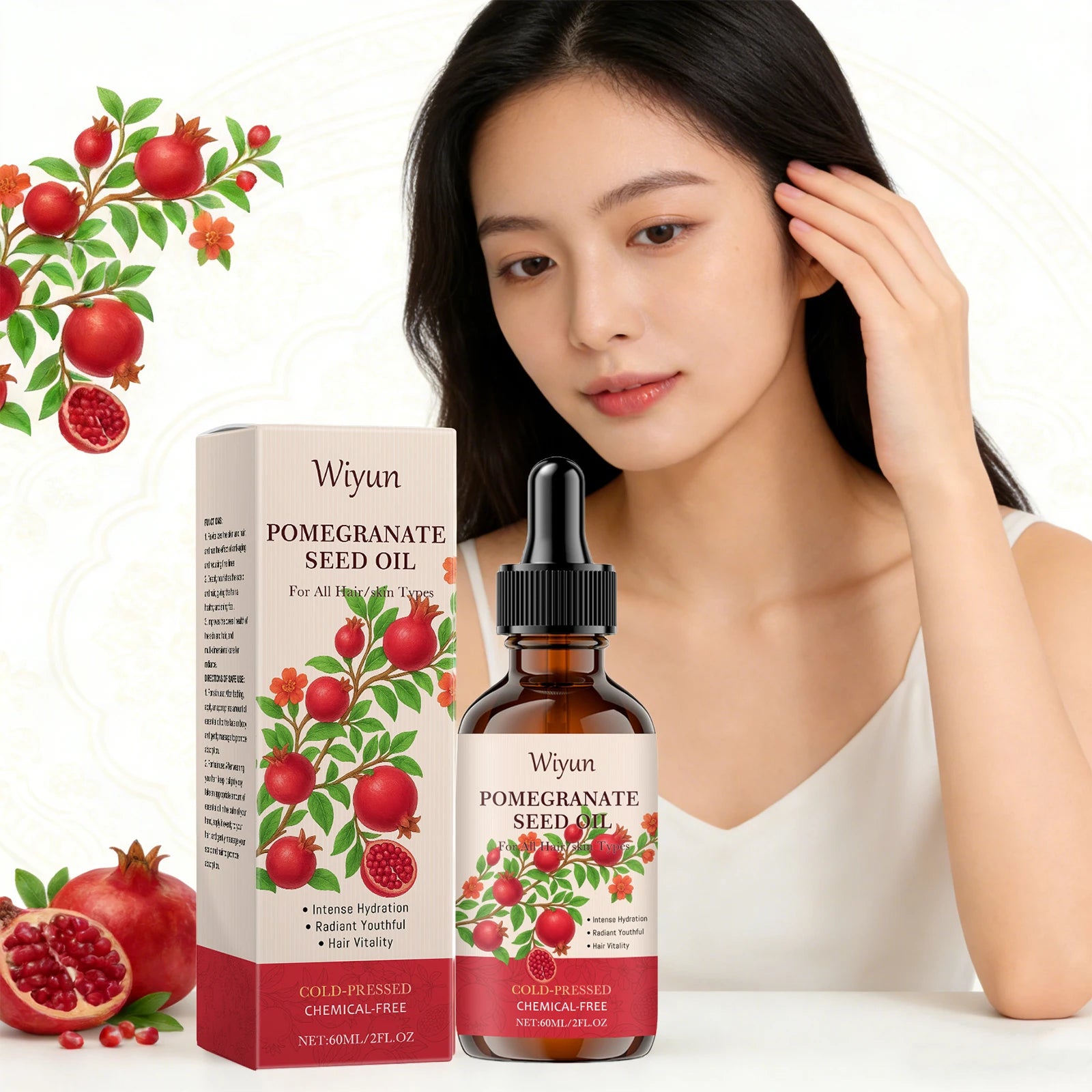 Pomegranate Seed Oil for Hair Skin Care Nourishing Scalp Increase Skin Elasticity Reduce Dryness Smoothing Cold-Pressed Body Oil Oasis Select