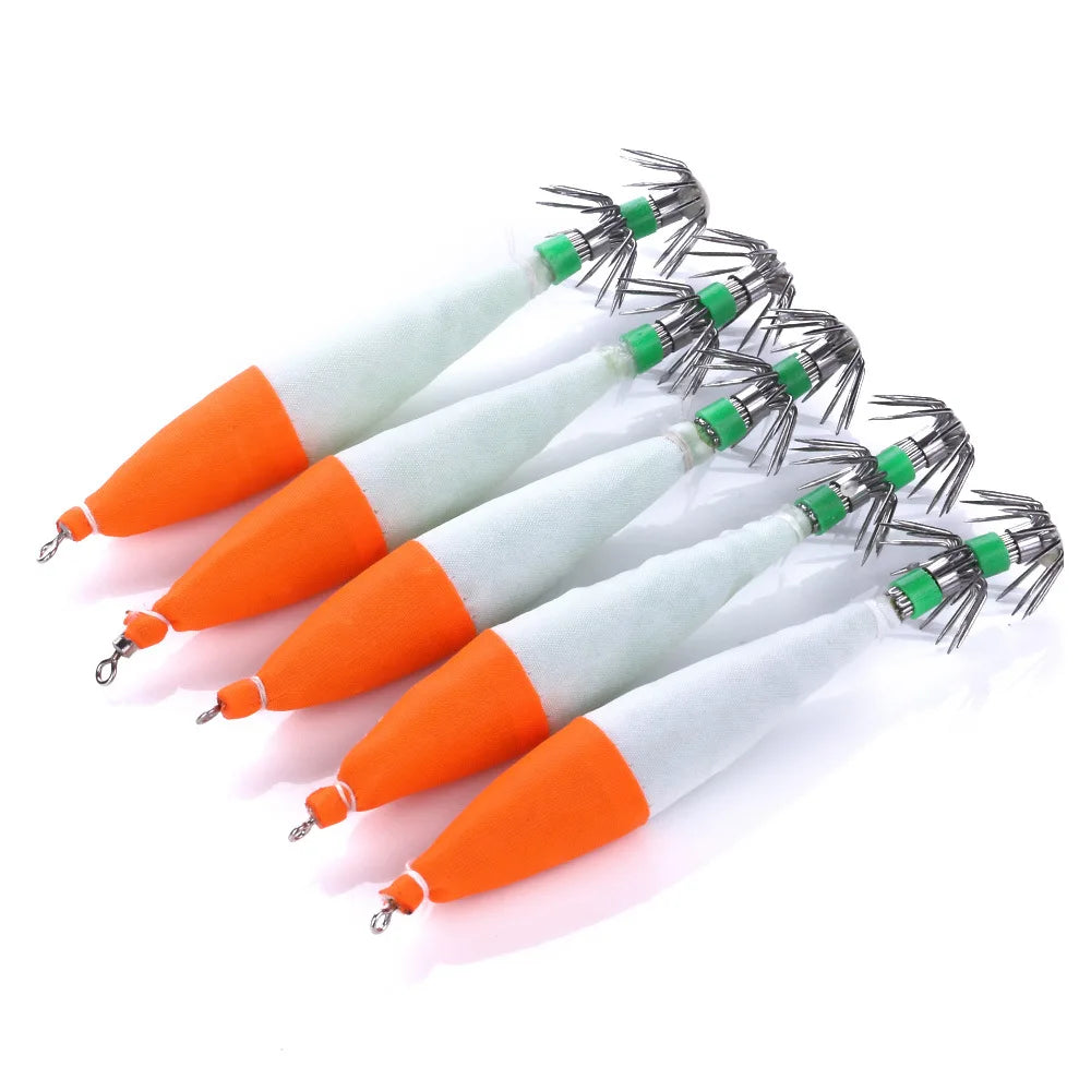 4#10.5cm/6.3g five-color luminous squid hook cloth roll squid needle explosion shrimp hook octopus hook sea fishing lure Oasis Select 5PCS 10.5cm