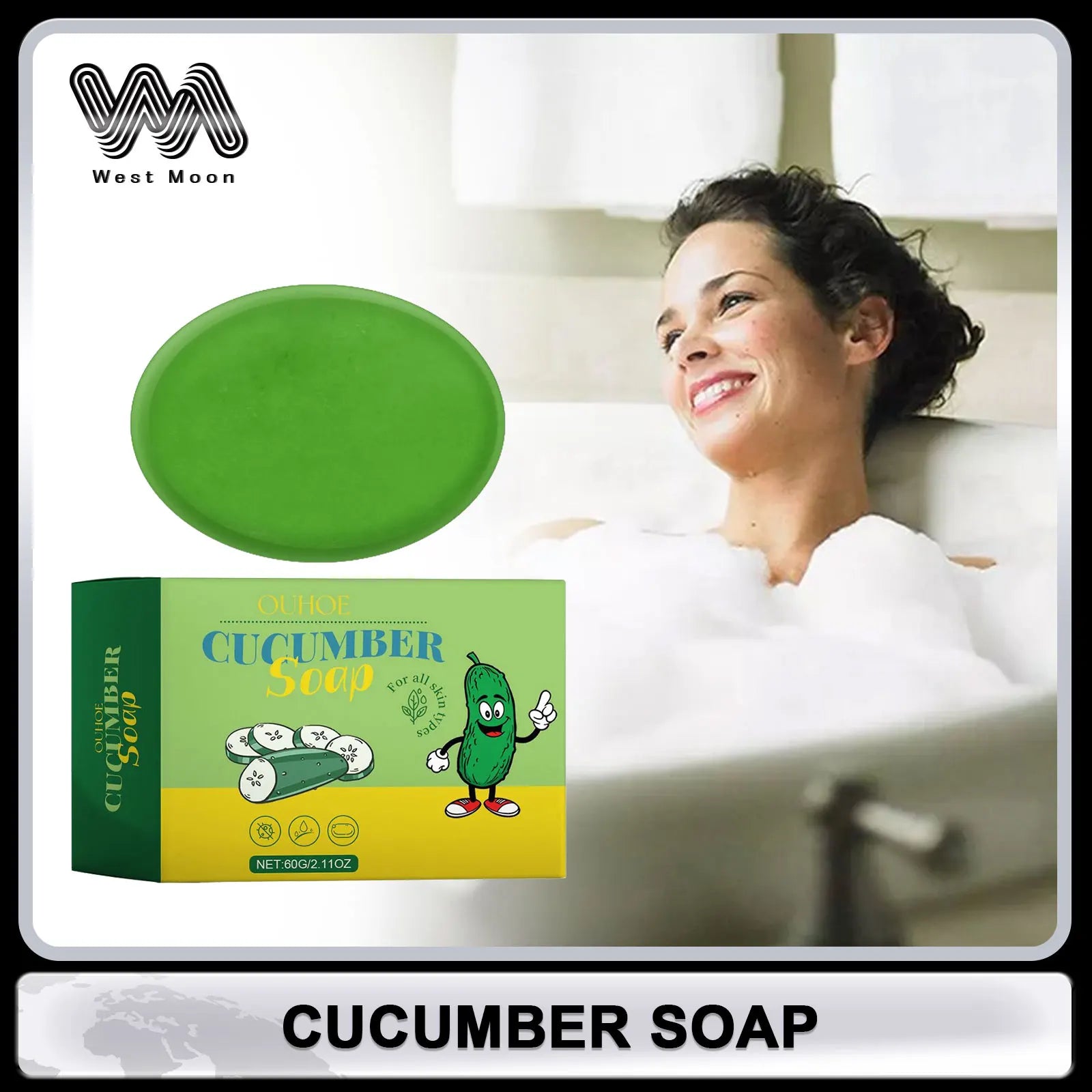 OUHOE Cucumber Soap – Oil Control, Pore Care & Skin Glow 60g