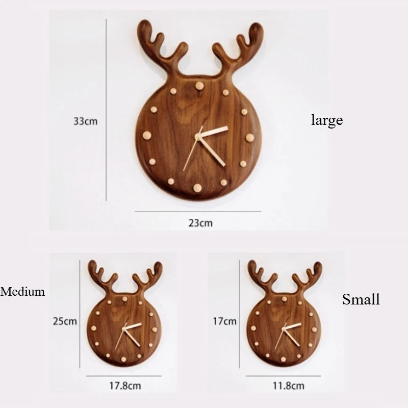 Nordic Solid Wood Table Clock Can Be Hung on The Wall Japanese Modern Ornament Clock with Simple Antlers Oasis Select