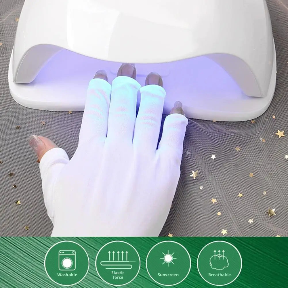 UV Gloves for Nails, Anti UV Protection Gloves Fingerless Design for Women Gel Manicures Anti UVA UVB Light for Gel Nail Lamp Oasis Select